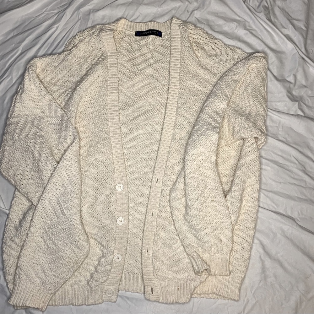 Architect knit cream button down cardigan